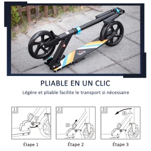 Meilleur prix 💯 Homcom Trottinette Pliable Adulte Enfant Dès 14 Ans Béquille Frein À Friction 😉 haute qualité 16