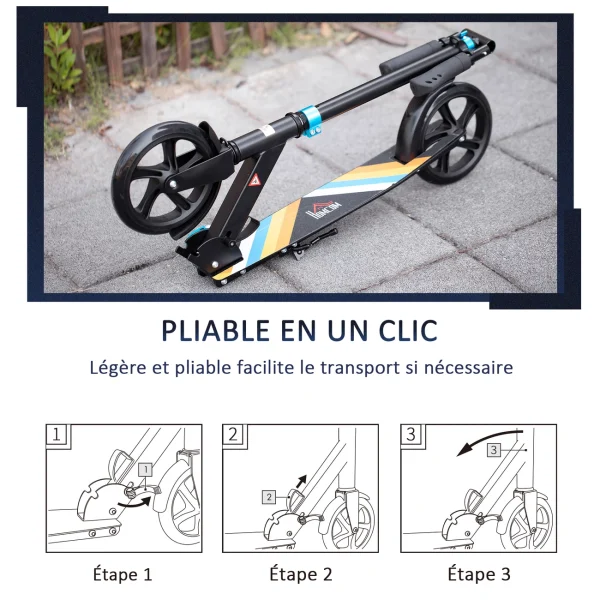 Meilleur prix 💯 Homcom Trottinette Pliable Adulte Enfant Dès 14 Ans Béquille Frein À Friction 😉 haute qualité 6