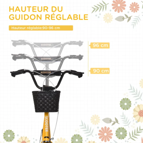 Top 10 ✨ Homcom Trottinette Patinette Enfant Grandes Roues Pneumatiques Guidon Réglable Frein Av-ar Garde-boue Béquille Panier Métal Jaune Noir 🤩 garantie de qualité 7