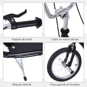 mode pas cher Top 10 👏 Homcom Trottinette Patinette Freestyle Grandes Roues Pneumatiques Ø 41 Cm Hauteur Guidon Réglable Béquille Pegs Inclus Acier Noir ❤️ 16