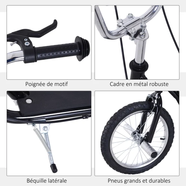 mode pas cher Top 10 👏 Homcom Trottinette Patinette Freestyle Grandes Roues Pneumatiques Ø 41 Cm Hauteur Guidon Réglable Béquille Pegs Inclus Acier Noir ❤️ 6