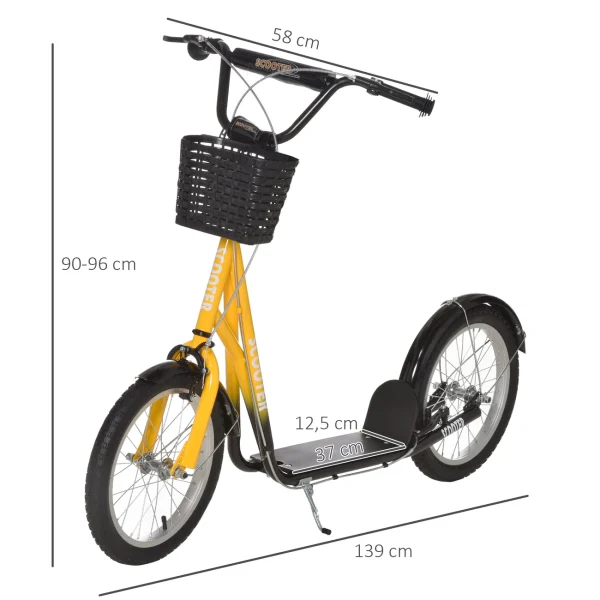 Top 10 ✨ Homcom Trottinette Patinette Enfant Grandes Roues Pneumatiques Guidon Réglable Frein Av-ar Garde-boue Béquille Panier Métal Jaune Noir 🤩 garantie de qualité 4