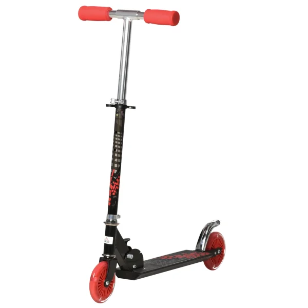 Nouveau ✨ Homcom Trottinette Pliable Enfant À Partir De 3 Ans Roues Lumineuses Led Frein À Friction Arrière Hauteur Guidon Réglable 3 Niv. Alu. Métal Noir Rouge 🎁 qualité d’originales 1