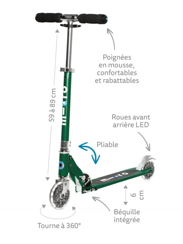 boutique Nouveau 🔔 Micro Mobility Trottinette Micro Sprite Led Vert Sapin 🎉 4