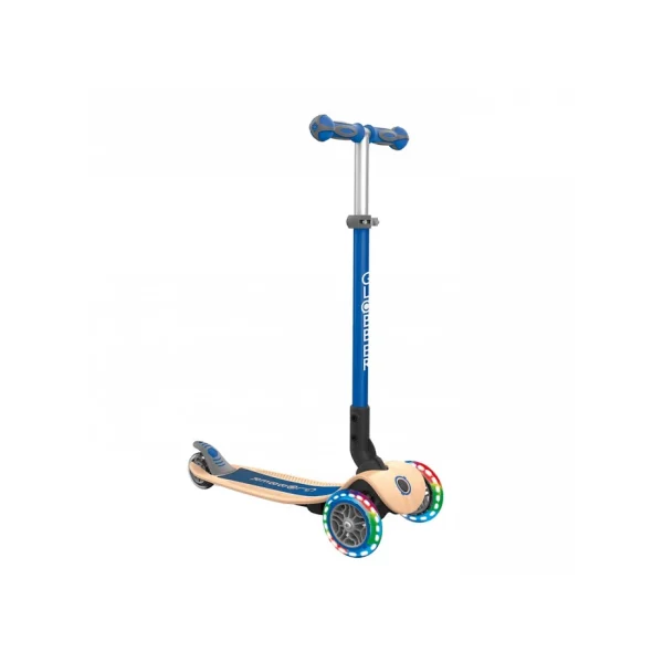 Le moins cher 🎁 Glisse Urbaine Globber Trottinette Globber Primo Pliable Plateau Bois Lights N Blue 🔔 aux meilleurs prix 1