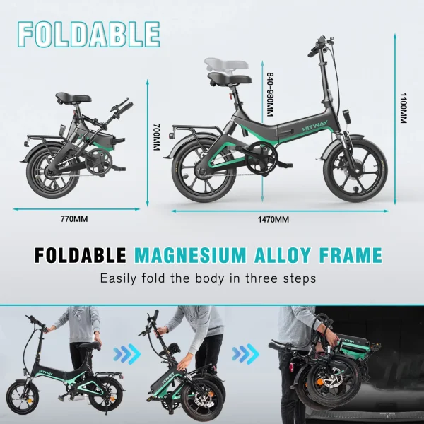 Top 10 😉 Cool&fun Hitway Vélo Électrique 16″léger 250w Électrique Pliable D’assistance À La Pédale 👏 en ligne vente 7