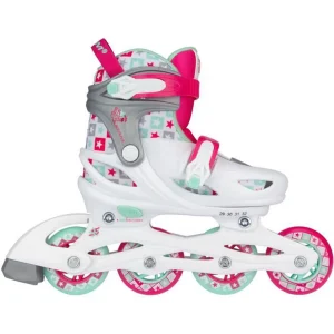 Nouveau 🧨 Roller In Ligne Nijdam Star Rollers Enfant 25/28 Blanc Et Rose 👍 soldes 14