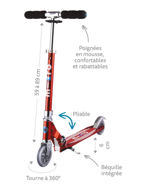 Meilleur prix 😉 Glisse Urbaine Micro Mobility Trottinette Micro Sprite Bleu Saphir Grip Rayé 🧨 excellent qulity 4