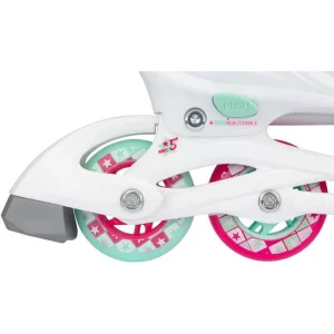 Nouveau 🧨 Roller In Ligne Nijdam Star Rollers Enfant 25/28 Blanc Et Rose 👍 soldes 18