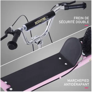 Sortie 😍 Homcom Trottinette Patinette Freestyle Grandes Roues Pneumatiques Ø 41 Cm Avec Pegs Rose 💯 bas prix 16