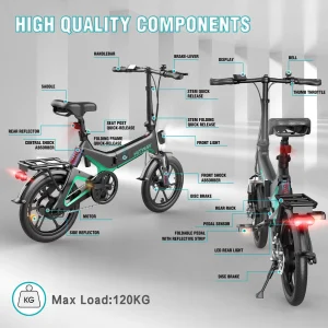 Top 10 😉 Cool&fun Hitway Vélo Électrique 16″léger 250w Électrique Pliable D’assistance À La Pédale 👏 en ligne vente 14