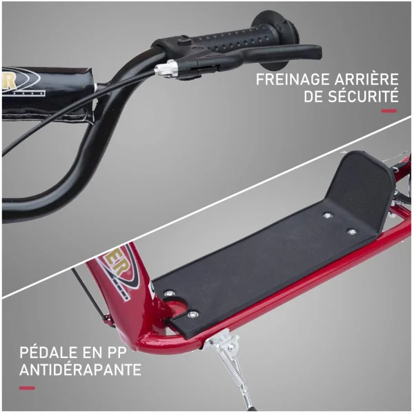 pas cher en ligne Remise 😉 Homcom Trottinette Patinette Pneus 30 Cm Hauteur Guidon Réglable Poignée Frein Et Béquille Acier Rouge 👏 6