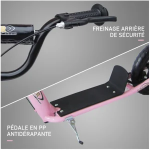 Meilleur prix 🔔 Homcom Trottinette Patinette Pneus 30 Cm Hauteur Guidon Réglable Poignée Frein Et Béquille Acier Rose 😉 excellents soldes 16