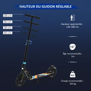 Meilleur prix 💯 Homcom Trottinette Pliable Adulte Enfant Dès 14 Ans Béquille Frein À Friction 😉 haute qualité 14