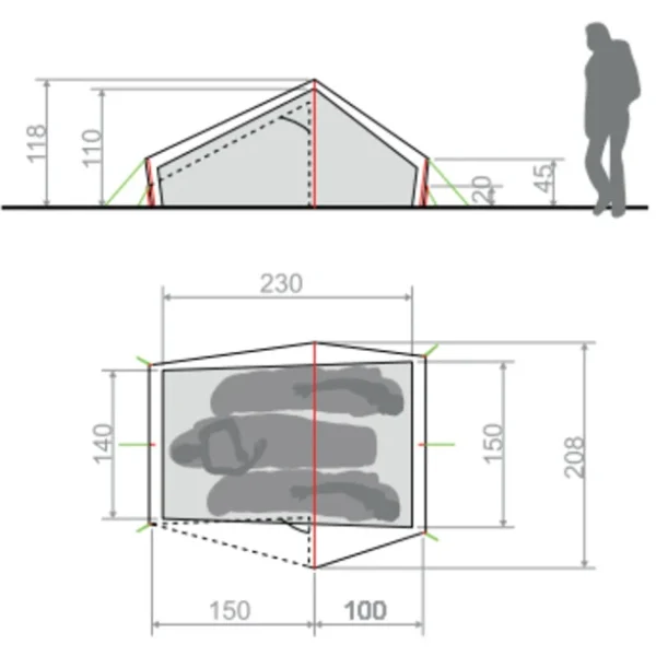 qualité d’originales VAUDE Lizard Seamless 2-3P Tente, Vert 4